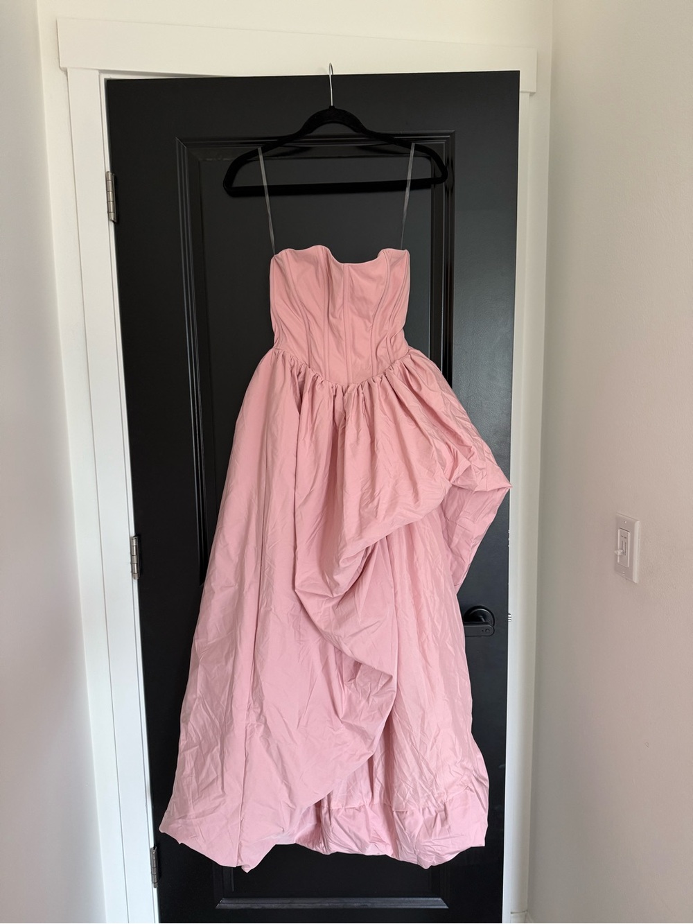 Showpo Seraphina Maxi Dress - Strapless Asymmetrical Bubble Hem Dress in Pink - Picture 5 of 9